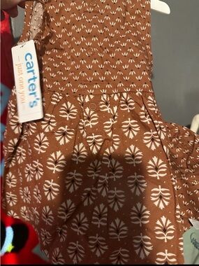 Carter's Brown Floral Print Baby Dress with hat